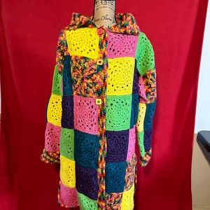 Glam Granny cardigan sweater coat that is fun to wear and comfy 39” long cuffs